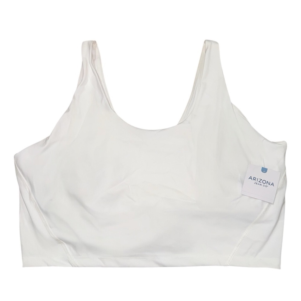 NWT XXL Arizona Jean Co. White Cropped Top Lined Bralette / Built in Bra Tank